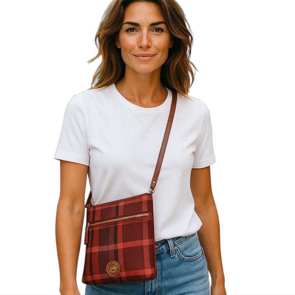 Dooney & Bourke Plaid Leather Crossbody New - Picture 1 of 7